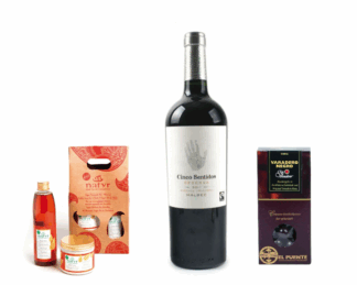 Korb 4 (Rotwein Cinco Sentidos, BioNatyr Wellness-Set Marokko, Schoko-Rumkugeln)