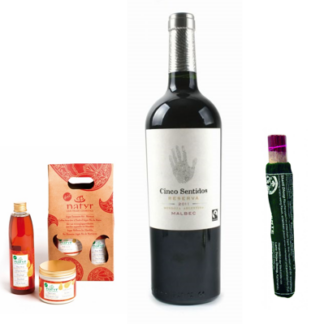 Korb 5 (Räucherstäbchen Shanti Dhoop, BioNatyr Wellness-Set Marokko, Rotwein ,Cinco Sentidos)